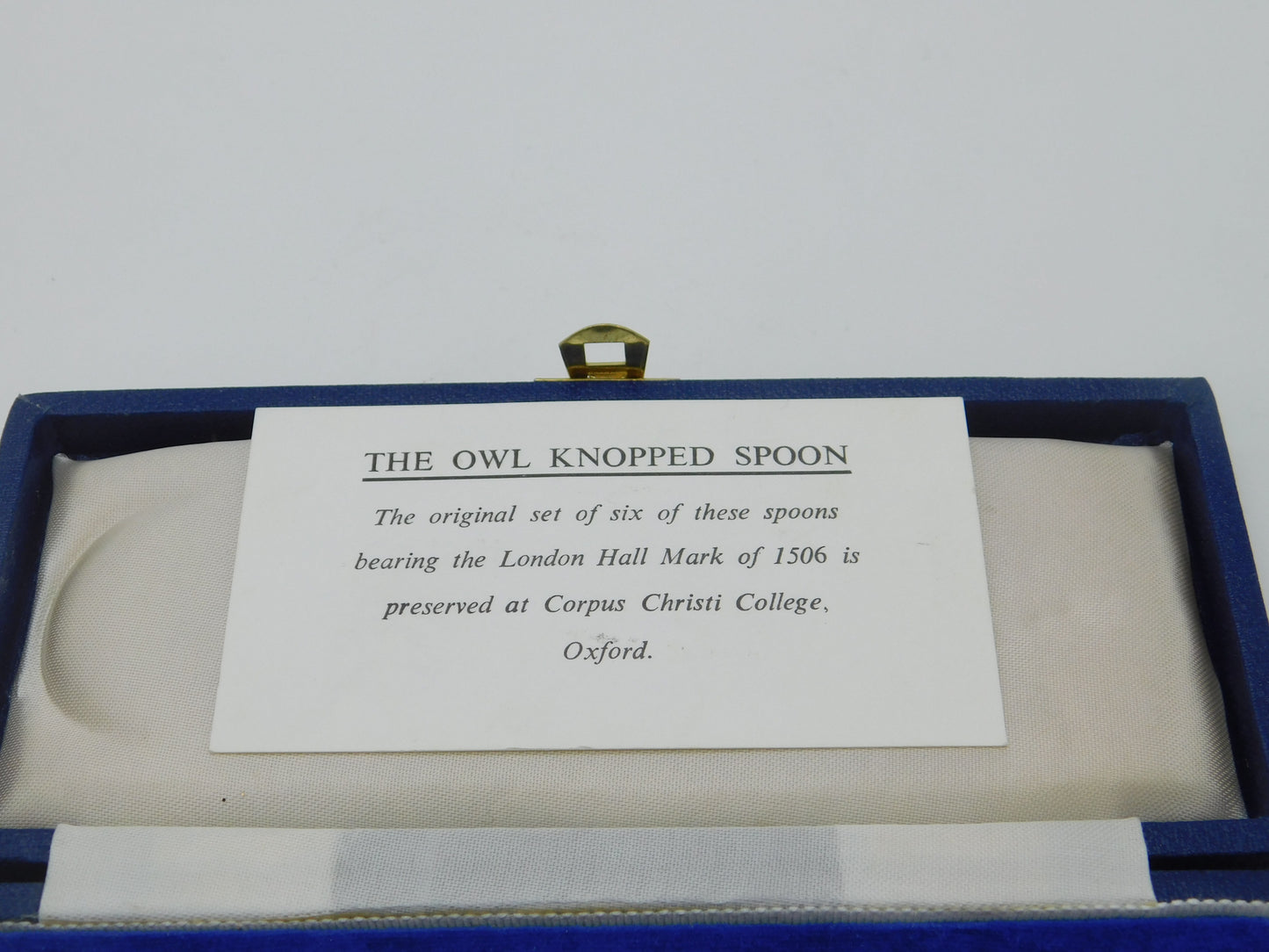 Boxed Sterling Silver Owl Knopped Spoon Replica Vintage 1990 London