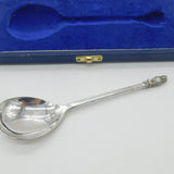 Boxed Sterling Silver Owl Knopped Spoon Replica Vintage 1990 London