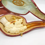 Victorian French Meerschaum & Block Amber Novelty Goat Pipe Antique 1900