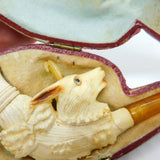 Victorian French Meerschaum & Block Amber Novelty Goat Pipe Antique 1900