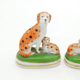 19th Century Samson Pair of Spotted Dalmatian Dog Figures Antique c1860