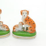 19th Century Samson Pair of Spotted Dalmatian Dog Figures Antique c1860