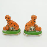 19th Century Samson Pair of Spotted Dalmatian Dog Figures Antique c1860