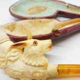 Victorian French Meerschaum & Block Amber Novelty Goat Pipe Antique 1900