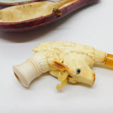 Victorian French Meerschaum & Block Amber Novelty Goat Pipe Antique 1900