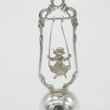 Danish .835 Grade Silver Little Girl on Swing Dinner Bell Antique c1920 Art Deco