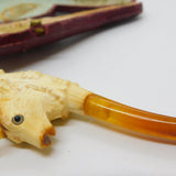 Victorian French Meerschaum & Block Amber Novelty Goat Pipe Antique 1900