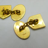 Boxed 9ct Yellow Gold & Blue-White Enamel Polish Crest Cufflinks 1933 Antique