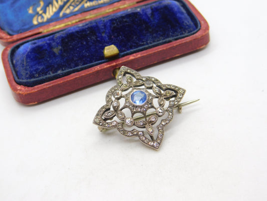 Sterling Silver Belle Epoque Style Paste Set Floral Brooch Antique c1920