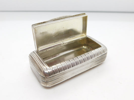 George III Sterling Silver Reeded Pattern Snuff Box Antique 1811 Birmingham