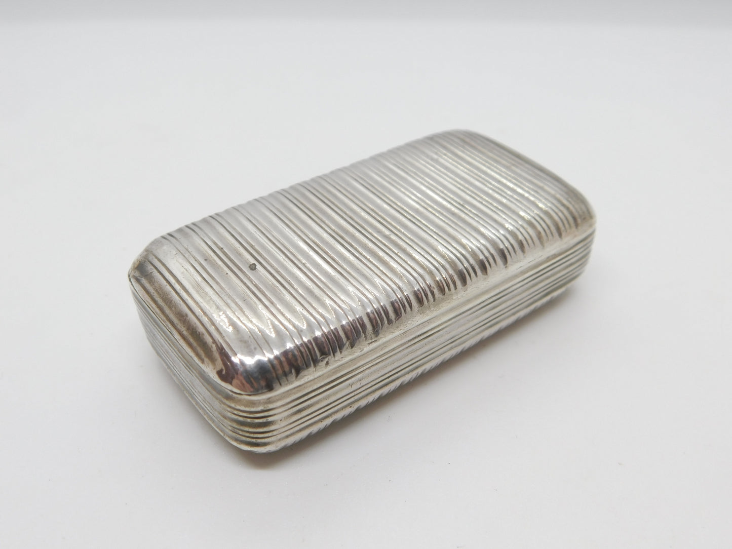 George III Sterling Silver Reeded Pattern Snuff Box Antique 1811 Birmingham