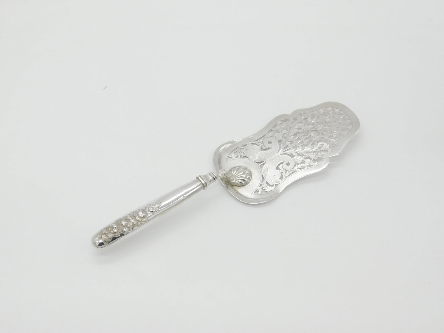 Victorian Austrian Ornate .817 Grade Silver Fish Slice c1860 Antique Vienna