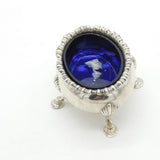 Georgian Sterling Silver Paw Foot Salt Cellar Bristol Blue Lined 1782 London
