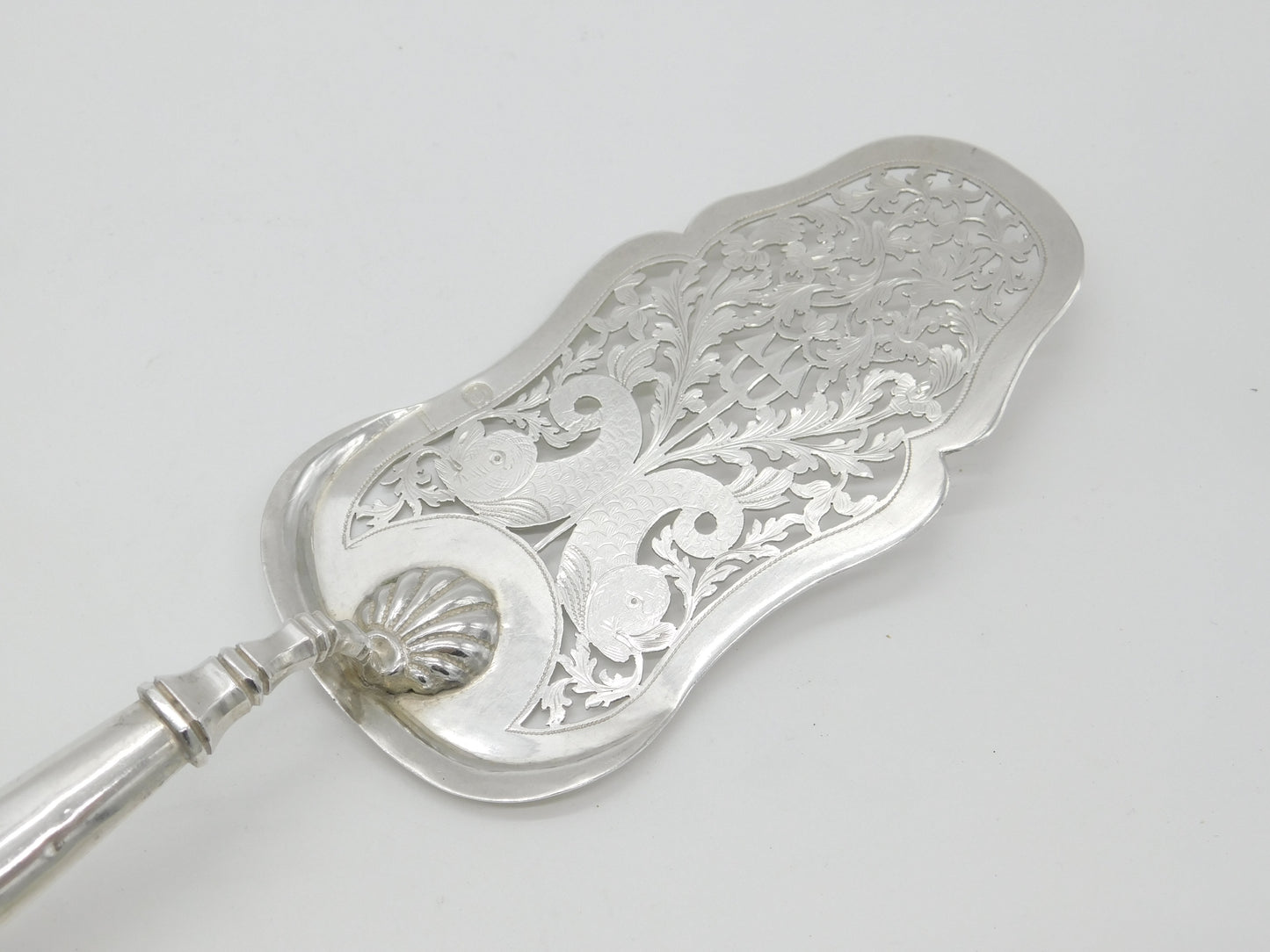 Victorian Austrian Ornate .817 Grade Silver Fish Slice c1860 Antique Vienna