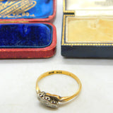 18ct Gold & Platinum Set 0.1ct Diamond Twist Ring Antique c1920 Art Deco