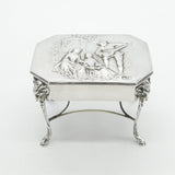 Edwardian Sterling Silver Ornate Pedestal Seven Ring Box 1904 London W. Comyns