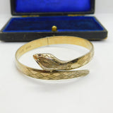 Sterling Silver Gilt Large Serpent Snake Form Bangle Bracelet Vintage 1975
