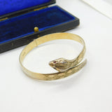 Sterling Silver Gilt Large Serpent Snake Form Bangle Bracelet Vintage 1975