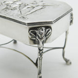 Edwardian Sterling Silver Ornate Pedestal Seven Ring Box 1904 London W. Comyns