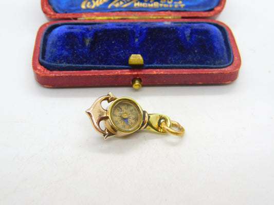 Victorian 9ct Gold Cabochon Moonstone Anchor Form Compass Fob Pendant c1850