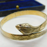 Sterling Silver Gilt Large Serpent Snake Form Bangle Bracelet Vintage 1975