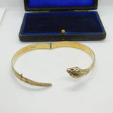 Sterling Silver Gilt Large Serpent Snake Form Bangle Bracelet Vintage 1975