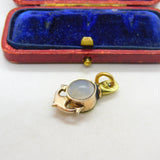 Victorian 9ct Gold Cabochon Moonstone Anchor Form Compass Fob Pendant c1850