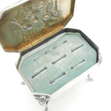 Edwardian Sterling Silver Ornate Pedestal Seven Ring Box 1904 London W. Comyns