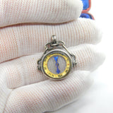 Edwardian Sterling Silver Working Compass Fob Pendant 1905 Birmingham