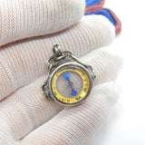 Edwardian Sterling Silver Working Compass Fob Pendant 1905 Birmingham