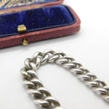 Edwardian Sterling Silver Graduating Albert Watch Chain 1907 London with T-bar