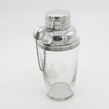 Victorian Silver Plated Etched Glass Cocktail Shaker Cockerel c1900 Sheffield