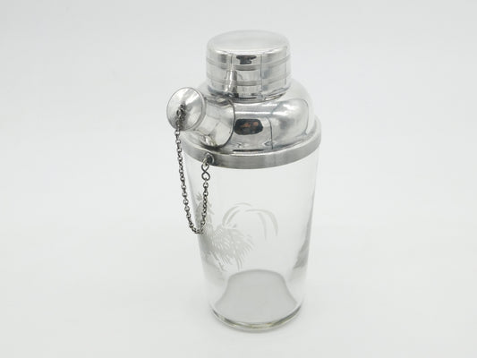 Victorian Silver Plated Etched Glass Cocktail Shaker Cockerel c1900 Sheffield