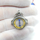 Edwardian Sterling Silver Working Compass Fob Pendant 1905 Birmingham