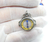 Edwardian Sterling Silver Working Compass Fob Pendant 1905 Birmingham