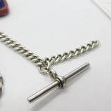 Edwardian Sterling Silver Graduating Albert Watch Chain 1907 London with T-bar