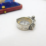Edwardian Sterling Silver Working Compass Fob Pendant 1905 Birmingham