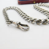 Edwardian Sterling Silver Graduating Albert Watch Chain 1907 London with T-bar