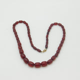 Graduating Barrel Cherry Amber Bakelite Bead Necklace Antique Art Deco c1920