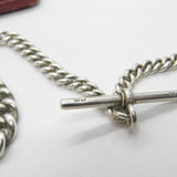 Edwardian Sterling Silver Graduating Albert Watch Chain 1907 London with T-bar