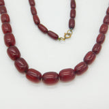 Graduating Barrel Cherry Amber Bakelite Bead Necklace Antique Art Deco c1920