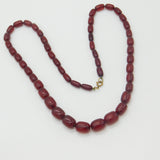 Graduating Barrel Cherry Amber Bakelite Bead Necklace Antique Art Deco c1920