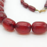 Graduating Barrel Cherry Amber Bakelite Bead Necklace Antique Art Deco c1920