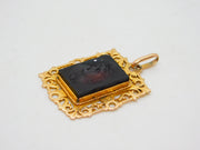 George IV 15ct Yellow Gold Carved Red Agate Cameo Pendant Antique c1830