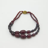 Art Deco Cherry Amber Bakelite Graduating Beaded Necklace Gilt Clasp c1920