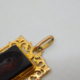 George IV 15ct Yellow Gold Carved Red Agate Cameo Pendant Antique c1830