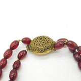 Art Deco Cherry Amber Bakelite Graduating Beaded Necklace Gilt Clasp c1920