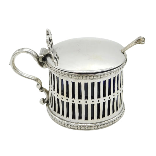 Early-Victorian Sterling Silver Pierced Mustard Pot Antique 1849 Sheffield