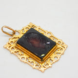 George IV 15ct Yellow Gold Carved Red Agate Cameo Pendant Antique c1830