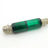 Victorian Sterling Silver, 9ct Gold, Green Glass Double Ended Scent Bottle c1880